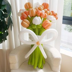 이프 요술풍선 꽃묶음 세트, 10 망고 오렌지 튤립, 1세트