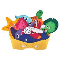 momsboard 海洋朋友毛氈磁鐵 + Ggomang毛氈黃色籃子套組, 10件, 1套