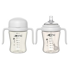 JOONIE 幼兒自主學習杯 210ml + 吸管杯 210ml 套組, 1套, 白色