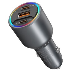 Clever Tachyon 160W PD PPS USB 3埠車用超高速充電器 點菸器, 1個, 21CA160, 混色