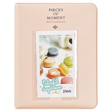 instax mini拍立得底片專用 馬卡龍 64張收納 2層相簿, 粉紅色, 16張