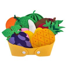 momsboard 幼兒用透明磁性水果不織布磁鐵 + Ggomang 不織布黃色提籃組合, 1套, 11件