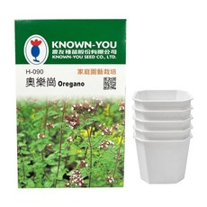 KNOWN-YOU SEED 農友種苗 奧樂崗種子 Oregano 奧勒崗 種子 + 香草育苗專用八角方盆 2吋 5個, 1套