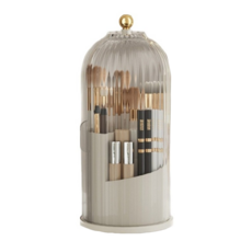 Mini嚴選 旋轉化妝品刷具收納桶 附防塵蓋 CN0467-W, 1個, 白色