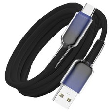 小麥購物 Type-C系列 冰晶漸變快充數據線 A-C 65w L1366, 1個, 2m, 黑晶藍