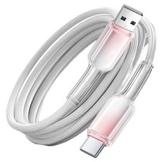 小麥購物 Type-C系列 冰晶漸變快充數據線 A-C 65w L1366, 1個, 1.5m, 雪白粉