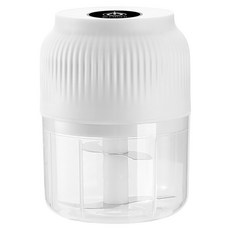 AHOYE 3刀頭電動按壓搗蒜器/切蒜器/切碎機/食物調理機/絞肉機 USB充電, 1個, 白色