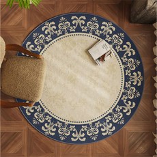 AFAMIC 艾法 古風高質感 地板防刮 圓形 比利時絲圈絨印花地毯 桌椅 地墊 1個