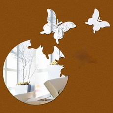 Locus 壓克力黏貼式鏡子 3D 蝴蝶牆面裝飾, 銀色