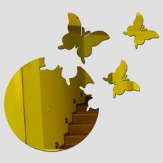 Locus 壓克力黏貼式鏡子 3D 蝴蝶牆面裝飾, 金色