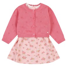 Happyland 女童小碎花洋裝 + 針織外套套組