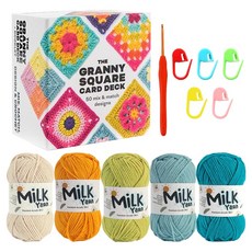 Knitt 鉤針主題 祖母方格卡牌 50種設計 編織DIY套組, 1套, 混合顏色