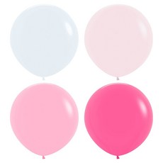 Sempertex 大型氣球 60cm, 4個, 白色, 霧面粉彩粉, 粉色, 桃紅色