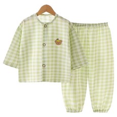 Kids Day 兒童薄棉格紋睡衣上下衣套裝