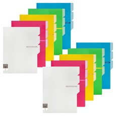 ECO Chungwoon 彩色標籤3層分類資料夾5款x2入組, 1套, 混色
