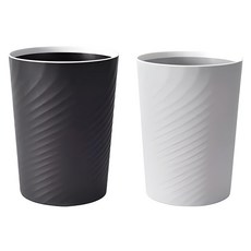 台灣 Life plus 北歐ins風創意時尚波紋壓圈無蓋垃圾桶2件組 12L, 1層, 低調黑 + 質感灰