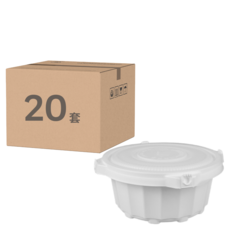 自扣PP白色湯盅 RC8-22 + PP本色上蓋 2.2L, 1個, 20組