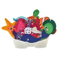 momsboard 海洋朋友們不織布磁鐵10p + 迷你不織布籃天使白套組, 1套, 1件