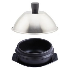 韓式蒸蛋4人份砂鍋 + 鍋蓋 + 鍋墊 17.5cm 套組, 1套, 14cm