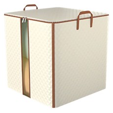 ANTIAN 無紡布大容量衣物收納袋/可折疊衣物收納包/衣櫃衣物防塵防潮衣物袋 180L, 米白色, 1個