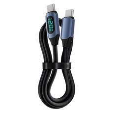 小麥購物 Type-C系列 雙Type-C數顯120W快充數據線 L1370, 1個, 200cm, 藍色