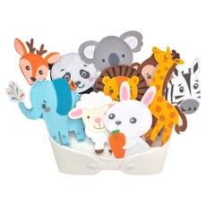 momsboard 動物朋友毛氈磁鐵 + Kkomang 毛氈白色籃子 1組, 10件, 1套