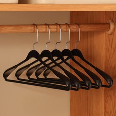 solve living 加厚寬肩無痕防滑衣架, 10個, 黑色