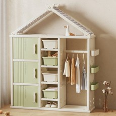 lilikoko 哩哩摳摳 新兒童衣帽櫃組合3, 4層, 綠色