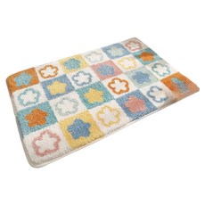 小麥購物 厚植絨速乾防滑墊地墊, 1個, 花季