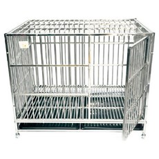 彬彬小舖 結實穩固 白鐵不鏽鋼狗籠 附托盤 + 輪子, 1個, 單一顏色