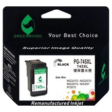 GREENRHINO 綠犀牛 相容Canon PG745XL 高容量環保墨水匣 PIXMA TR4570/TR4670/iP2870/MG2470/MG2570適用, 1個, 黑色