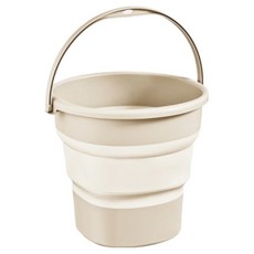 미소로운 대용량 휴대용 물통 야외 접이식양동이 5L, 베이지, 1개
