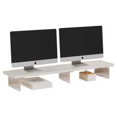 엠디유마켓 프리미엄 초대형 듀얼 모니터 받침대, 화이트