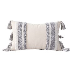 KOTI 日安生活 Boho波西米亞風流蘇護腰靠枕 含枕芯, C款 米色 + 灰色