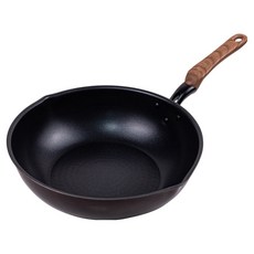 TAKEHARA 竹原製缶 和樂亭 絢 IH適用 不沾炒鍋, 1個, 咖啡色, 30cm