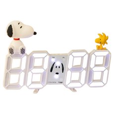 PEANUTS 史努比 公仔造型數字電子鐘, 白色