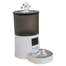 PEANUTS 史努比 寵物自動餵食器 4L, 1個, 白色 + 黑色, 1.29kg