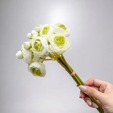 FLORAL M 仿真花 法式浪漫復古茶花, 6個, 開心果綠