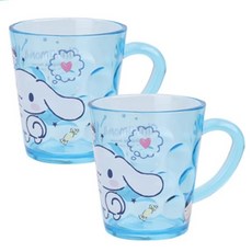 LiLFANT 三麗鷗角色透明圓點漱口杯 大耳狗, 藍色, 2個