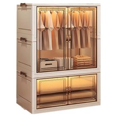 小麥購物 可折疊家用簡易衣櫃 L1385 衣櫃 + 收納櫃 1層款, 茶色