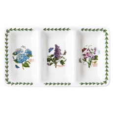 PORTmeIRION 波特玫琳恩 植物園系列 橢圓形三格盤 小 25.5 x 14.5 x 3.9 cm, 1個, 隨機出貨