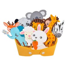 momsboard 動物好朋友不織布 + 黃色不織布籃子套組, 1套, 11件