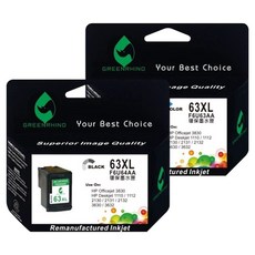 GREENRHINO 綠犀牛 兼容環保墨水匣 HP適用 NO.63XL F6U64AA + F6U63AA, 黑色 + 彩色, 1組