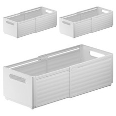 小麥購物 可伸縮重疊萬用收納盒 L2348 大號, 3個, 白色