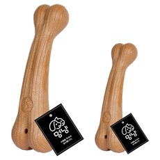 Meongyang 寵物高級木棒玩具 骨頭造型 2件組, 1套, 原木色