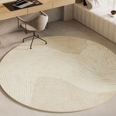 AFAMIC 艾法 奶油系地板防刮桌椅地墊/水晶絨印花地毯 圓形