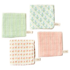 Modern House ON L 厚實四層家居紗布抹布 花卉條紋, 4個