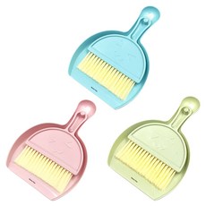 마켓플랜 깜찍 미니 빗자루 쓰레받기 3종 세트, 그린, 블루, 핑크, 1세트