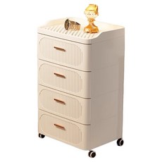 小麥購物 輕奢北歐風抽屜收納儲物櫃 4層 L1386, 米白色