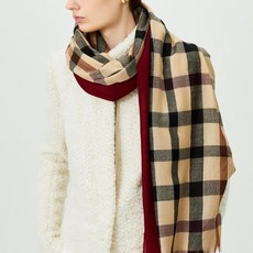 DAKS 格紋素色羊毛輕量圍巾 DCSC4F523, 酒紅色